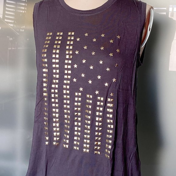 NWOT Rachel Roy gray American Flag Tee size small - Picture 2 of 7